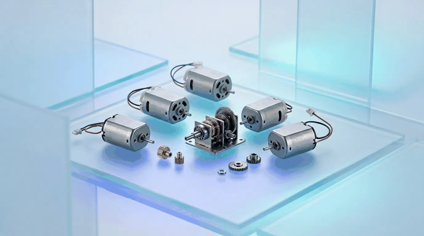 Miniature DC motors, gears and precision parts on glass—application-driven engineering